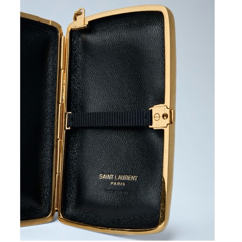 SAINT LAIRENT Minaudiere hammered logo clutch wristlet - Picture 6 of 6